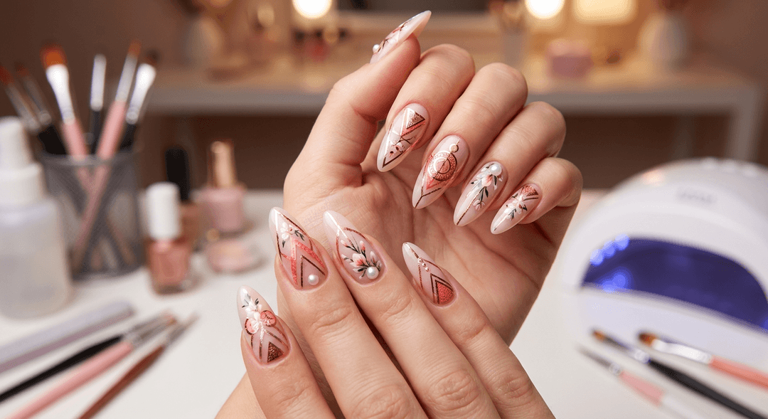 Luxury custom floral nail art
